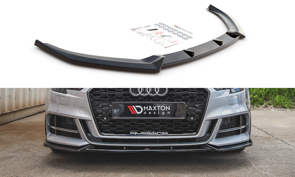 Audi A3 (ALL YEARS) 8V Maxton Design Front Splitter Audi S3 / A3 S-Line 8V FL V3