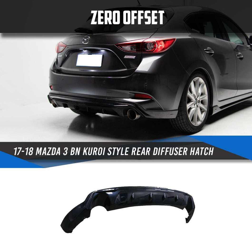 Kuroi Style Rear Diffuser for 17-18 Mazda 3 BN (Hatch) – Euro Flow