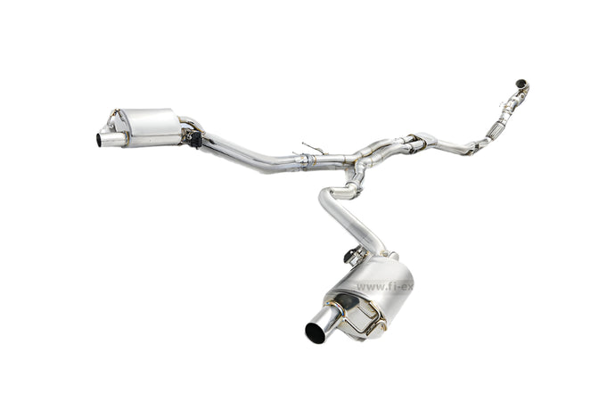 A high-performance stainless steel valvetronic exhaust system for Mercedes Benz AMG GT43 / GT53 model years 19 and newer. The system includes mufflers and exhaust pipes.